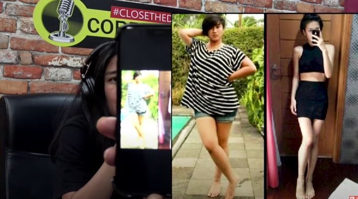 Chef Renatta saat menunjukan foto dirinya pernah gemuk