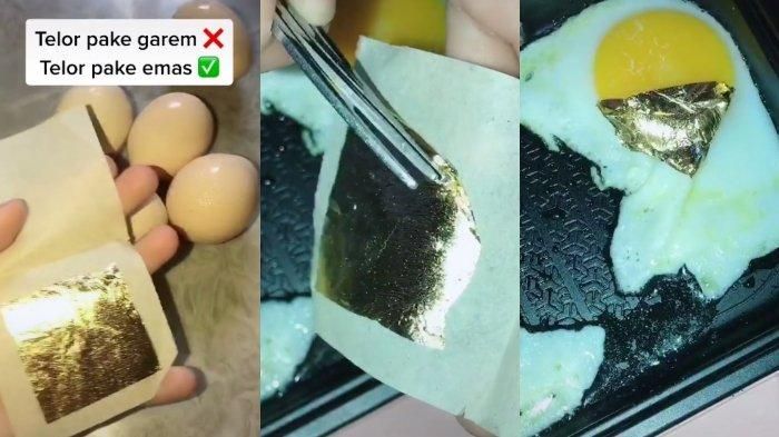 Viral gadis masak telur pakai emas 24 karat