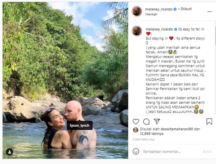 Melaney Ricardo ungkap pesan soal pernikahan dan kesabaran.
