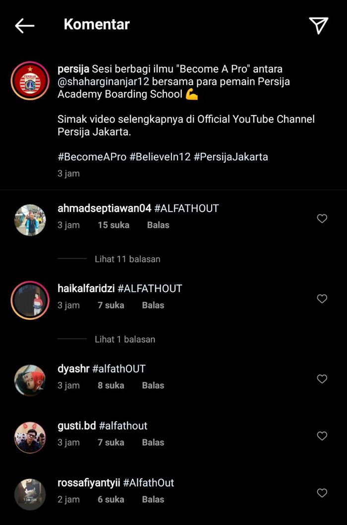 Tagar #AlfathOut membanjiri kolom kementar Instagram Persija setelah Alfath Fathier terlibat tindakan kurang baik dengan sang Istri, Ratu Rizky Nabila.