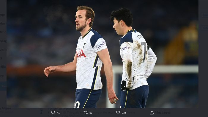 Perlawanan heroik Harry Kane dan Son Heung-min tak mampu menyelamatkan Tottenham dari kekalahan di markas Everton pada Piala FA, 10 Februari 2021.