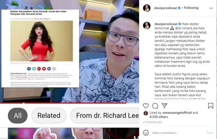 Dewi Perssik labrak dr Richard Lee