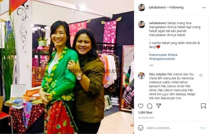 Veronica Tan dipeluk Iriana Jokowi