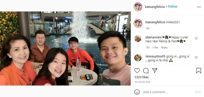Felicia Tissue rayakan Imlek 2021 bersama keluarga