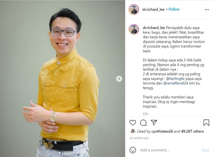 Unggahan Richard Lee