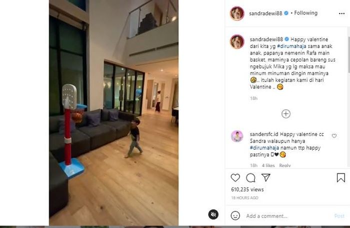 Kegiatan Sandra Dewi di hari Valentine.