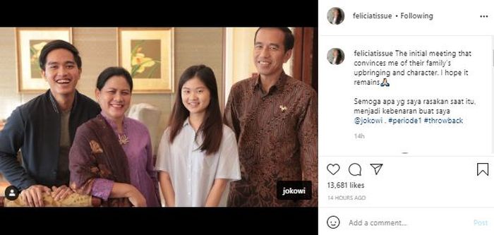 Felicia Tissue beri pesan untuk ayah Kaesang