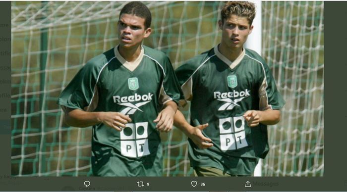 Pepe saat ikut berlatih di klubnya Cristiano Ronaldo semasa muda, Sporting CP.