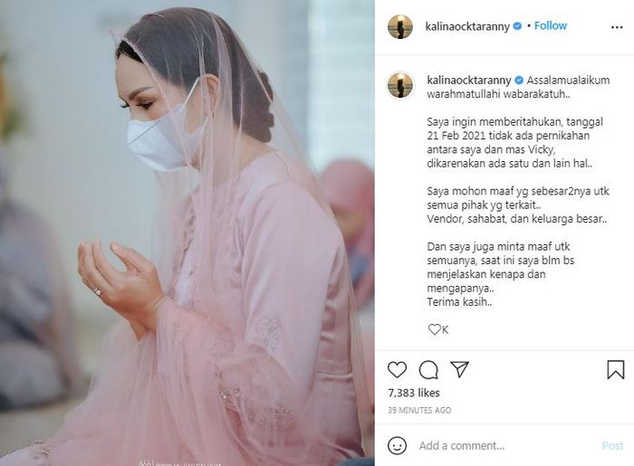 Kalina Ocktaranny umumkan batal menikah