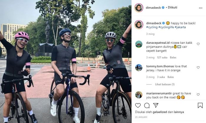Dimas Beck dan <a href='https://kupang.tribunnews.com/tag/luna-maya' title='Luna Maya'>Luna Maya</a> bersepeda bersama