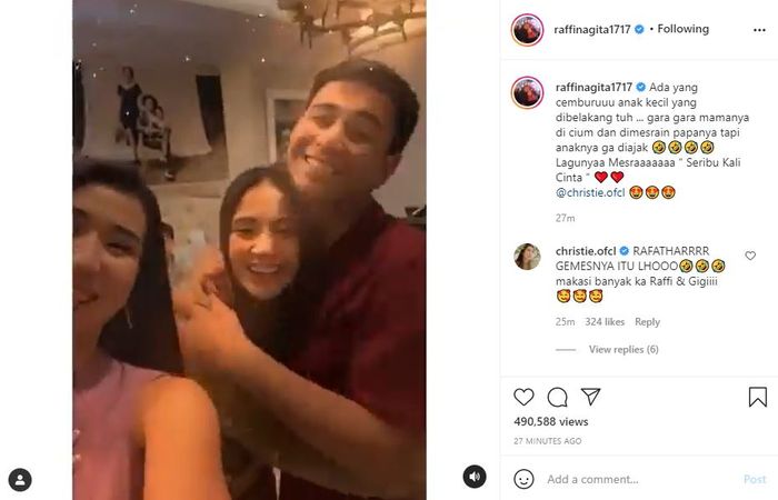 Tangkap Layar Christie Abadikan Video Kemesraan Raffi Ahmad dan Nagita Slavina.