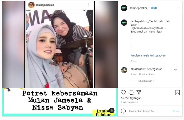 Kebersamaan <a href='https://medan.tribunnews.com/tag/nissa-sabyan' title='Nissa Sabyan'>Nissa Sabyan</a> dan <a href='https://medan.tribunnews.com/tag/mulan-jameela' title='Mulan Jameela'>Mulan Jameela</a>.