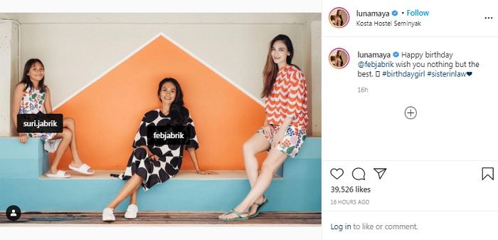 Luna Maya ucapkan selamat ulang tahun untuk sang kakak ipar, Feby Jabrik