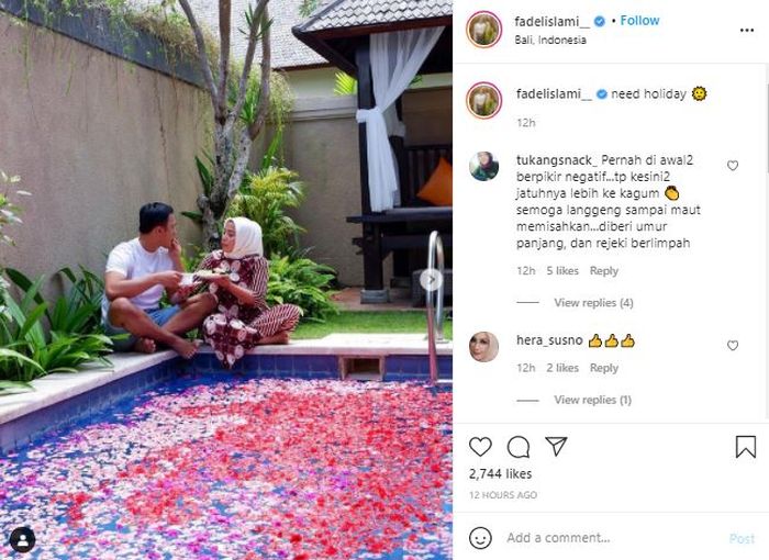 Keharmonisan rumah tangga Muzdalifah dan Fadel Islami.