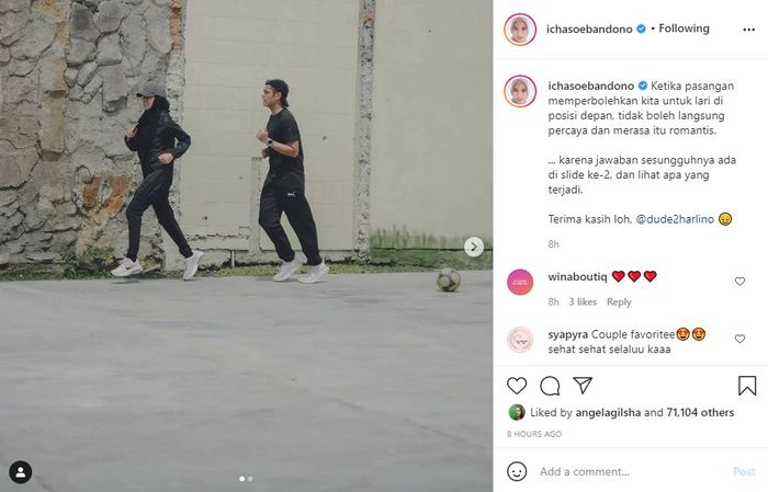 Alyssa Soebandono jogging bareng Dude Harlino