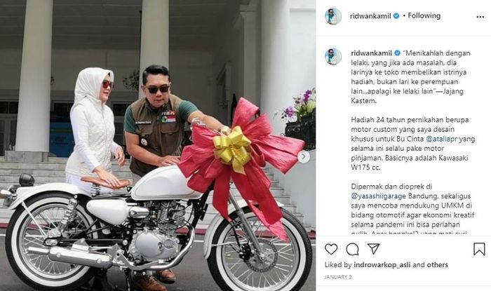 Hadiah <a href='https://kupang.tribunnews.com/tag/ridwan-kamil' title='Ridwan&nbsp;Kamil'>Ridwan&nbsp;Kamil</a> untuk istri tercinta