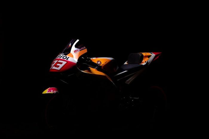 Penampakan motor pembalap Repsol Honda, Marc Marquez, pada MotoGP 2021.