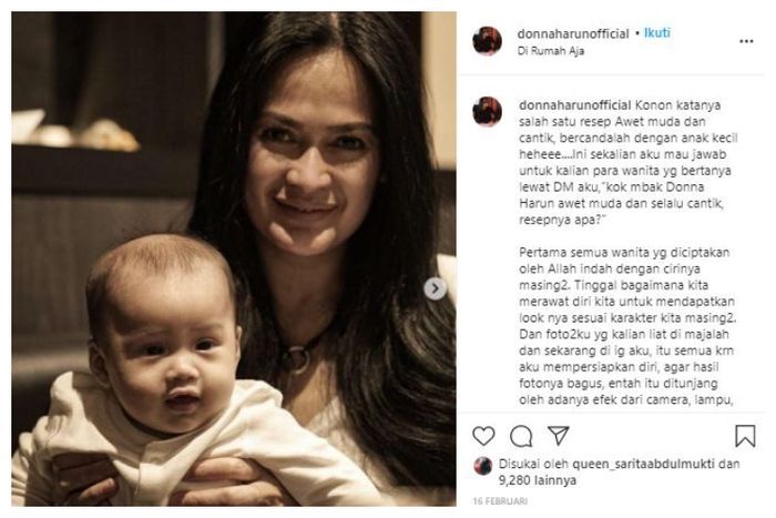Tips awet muda Donna Harun.