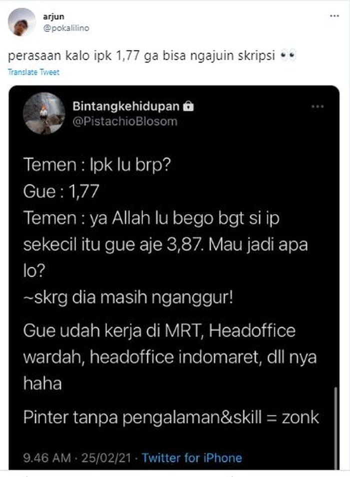 Tangkapan layar cuitan di Twitter.