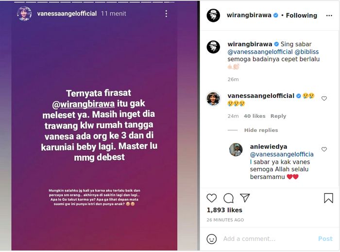 Vanessa Angel dibikin mencak-mencak gegara pelakor dan benarkan firasatnya, ini komentar Wirang Birawa.