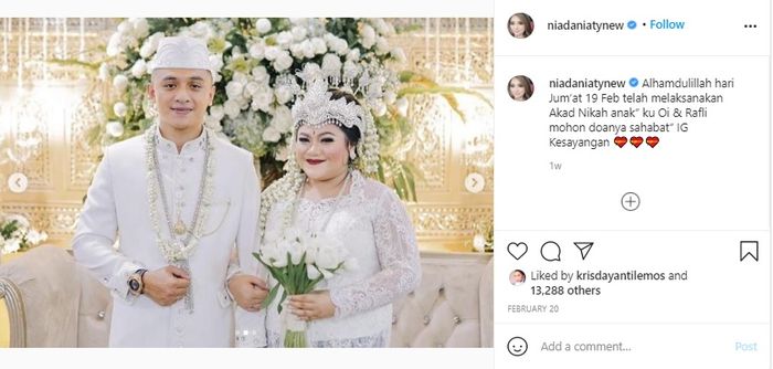 Pernikahan putri Nia Daniaty