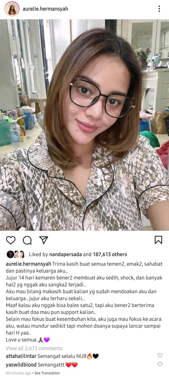Postingan Aurel Hermansyah.