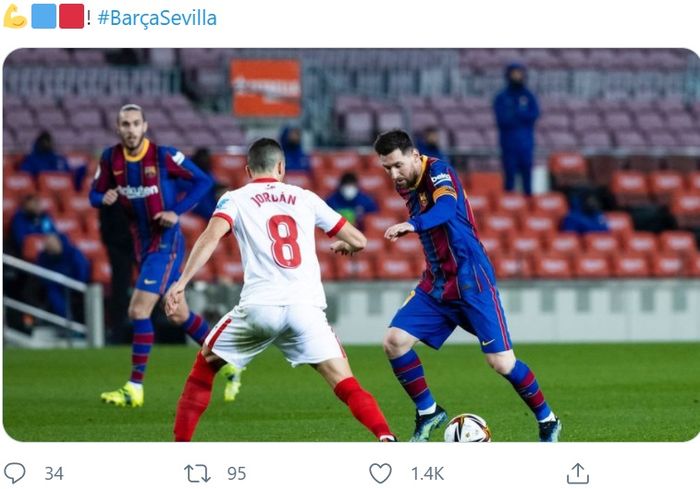 Laga Barcelona vs Sevilla di leg kedua semifinal Copa del Rey, Rabu (3/3/2021) di Camp Nou.