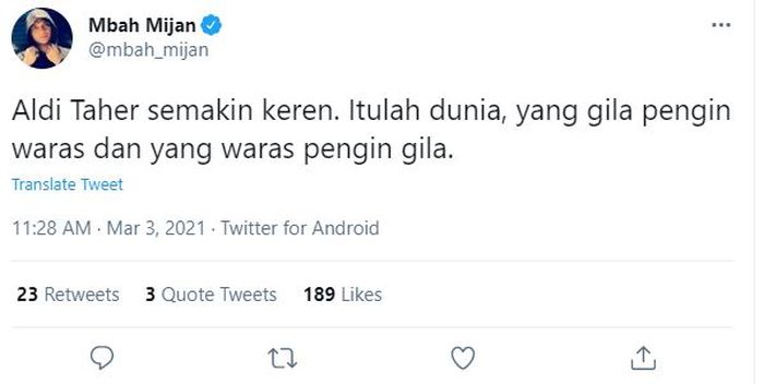 Komentar Mbah Mijan saat merespons perilaku tak jelas Aldi Taher