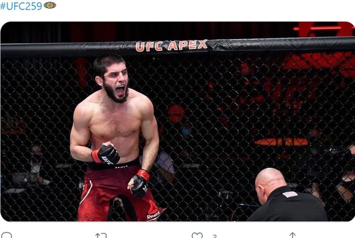 Islam Makhachev mengalahkan Drew Dober dalam gelaran UFC 259, Minggu (7/3/2021) di Las Vegas.