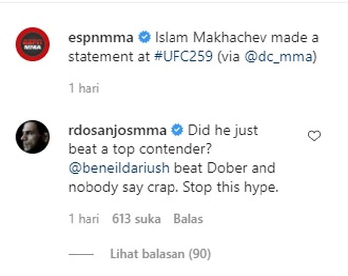 Rafael dos Anjos tidak begitu tertarik dengan antusiasme terhadap Islam Makhachev (9/3/2021)