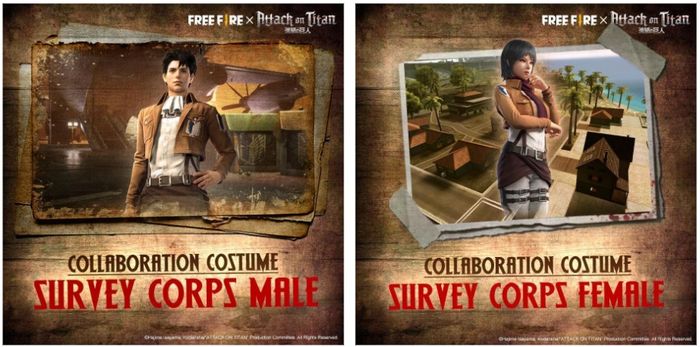 The iconic Survey Corps costume - the hope of mankind Attack on Titan on Free Fire