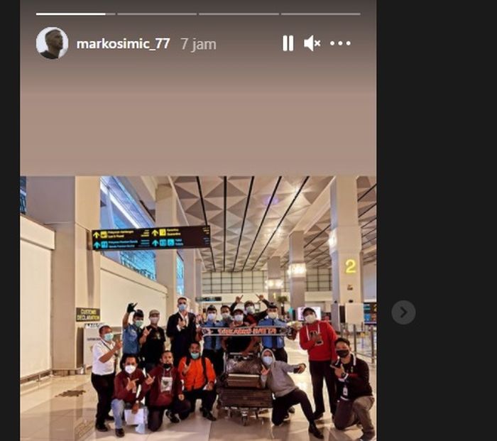 Instagram stories Marko Simic yang tengah berada di Bandara Soekarno Hatta, Tangerang, Banten, 12 Maret 2021.