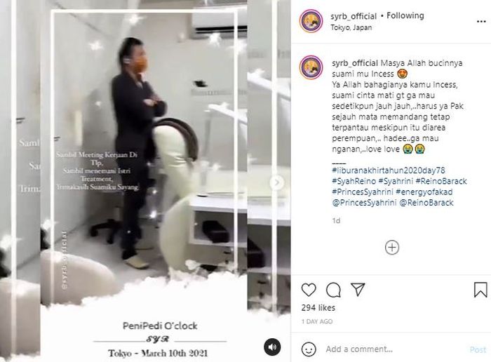 Reino Barack rela meeting sambil berdiri sambil temani Syahrini menicur pedicure
