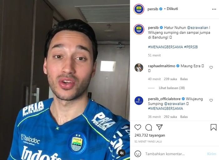 Kabar bergabungnya Ezra Walian dengan Persib Bandung yang disambut komentar Raphael Maitimo