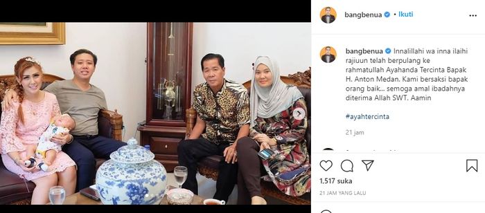 Instagram@bangbenua Ayah tercinta Pablo Benua meninggal dunia