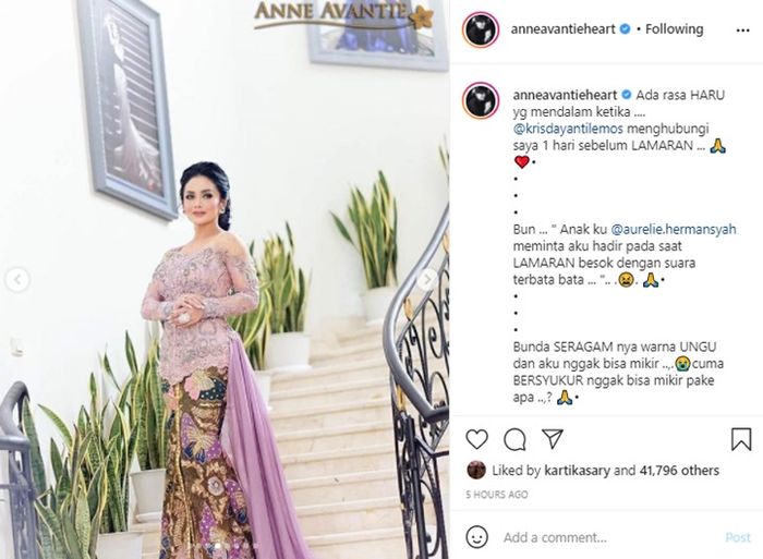 Postingan Anne Avantie soal kebaya yang dikenakan Krisdayanti 