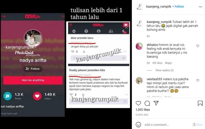 Jejak digital <a href='https://palembang.tribunnews.com/tag/nadya-arifta' title='Nadya Arifta'>Nadya Arifta</a>
