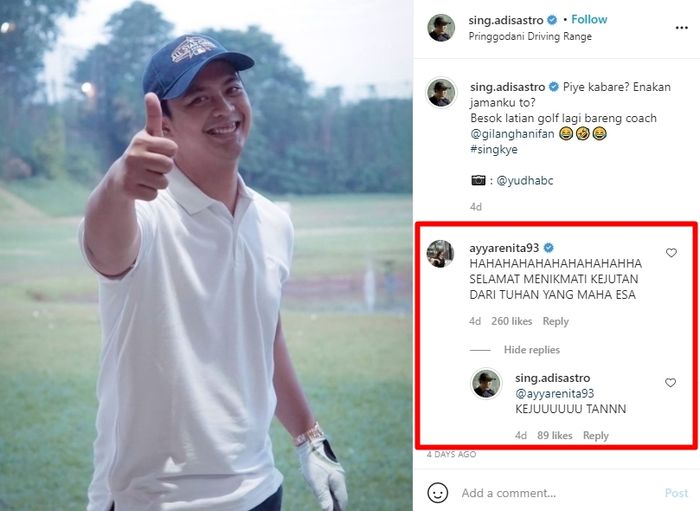 Ayya Renita dan Adhi Sastro memberikan komentar bak sedang menyentil seseorang.