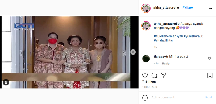Yuni Shara tampak gantikan posisi Krisdayanti yaang berhalangan hadir dalam acara siraman Aurel Hermansyah Sebelum dinikahi Atta Haliintar.