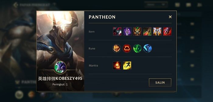 Top player champion Pantheon in League of Legends: Wild Rift (19/3/21)