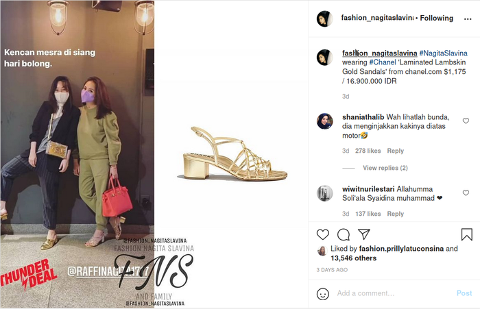 Curi perhatian netizen, <a href='https://jambi.tribunnews.com/tag/nagita-slavina' title='Nagita Slavina'>Nagita Slavina</a> kepergok pakai sandal seharga Rp 17 juta untuk sekedar pergi hangout.