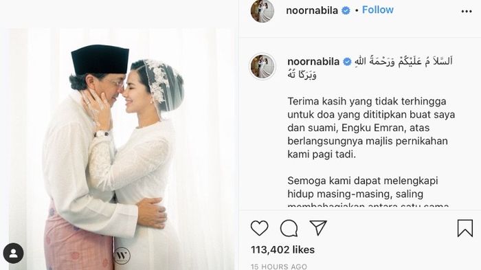 Noor Nabila panjatkan doa untuk pernikahannya dengan Engku Emran