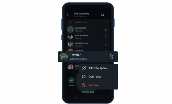 Fitur Voice Note 2.0 di Telegram memungkinkan peserta untuk berpartisipasi dalam diskusi.