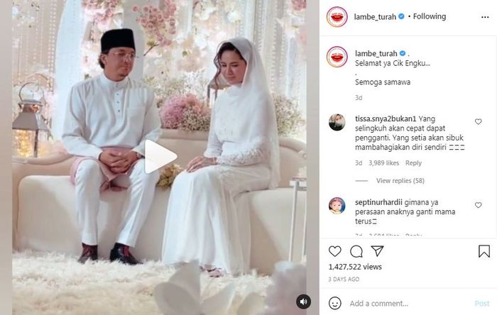 Video ijab kabul Engku Emran saat menikahi Noor Nabila tersebar di akun gosip instagram.