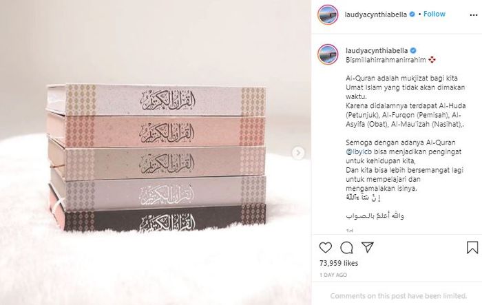 Laudya Cynthia Bella sibukkan diri jualan Al Quran