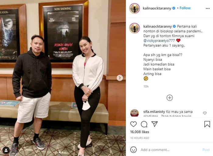 Unggahan Instagram Kalina Ocktaranny