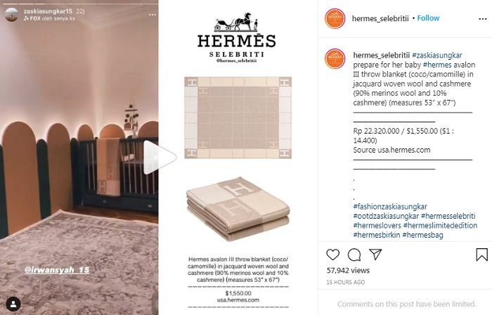 Penampakan selimut Hermes untuk jabang bayi Zaskia Sungkar dan Irwansyah