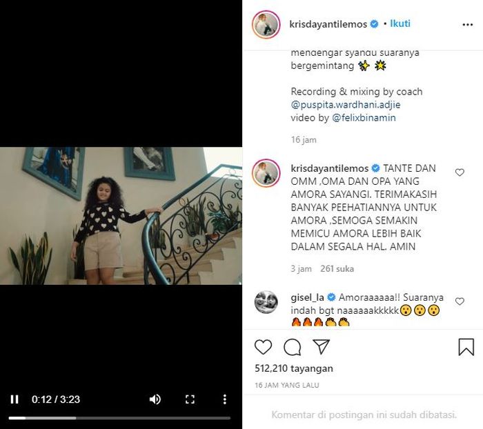 Amora cover lagu dipuji Krisdayanti.
