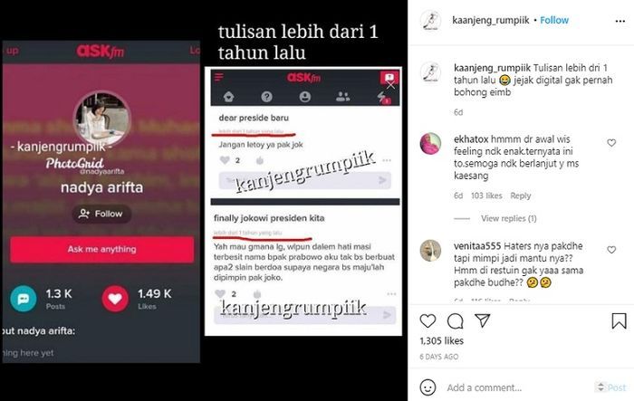 Nadya Arifta kepergok hina Jokowi