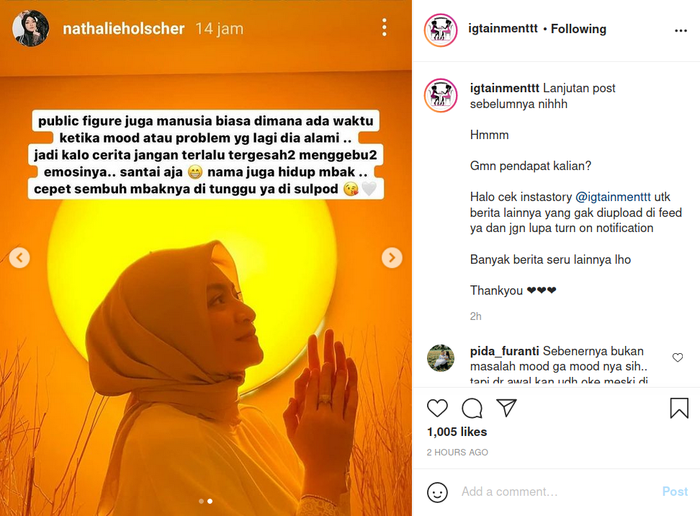 Nathalie Holscher langsung pasang badan demi bela sang suami yang disebut netizen sosok artis yang mudah tersinggung oleh Kiky Saputri.